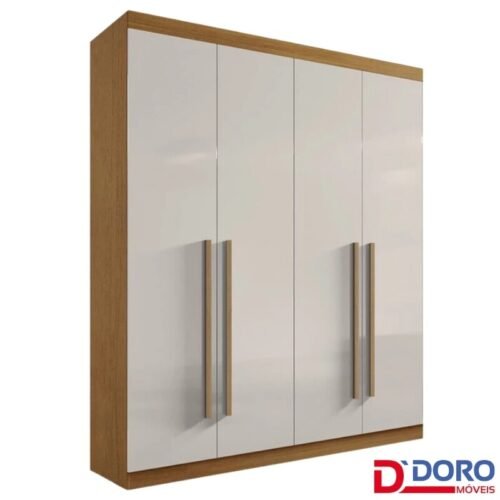Guarda-roupa Casal 1,85m Da Vinci Plus Cinamomo/Off 4 Portas 3 Gavetas 100% MDF - D Doro