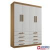 Guarda-roupa Solteiro 1,60m Mônaco Plus Cinamomo/Off 4 Portas 8 Gavetas 100% MDF - D Doro