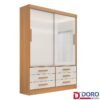 Guarda-roupa Solteiro 1,35m Meridian Cinamomo/Off 2 Portas 6 Gavetas 100% MDF - D Doro