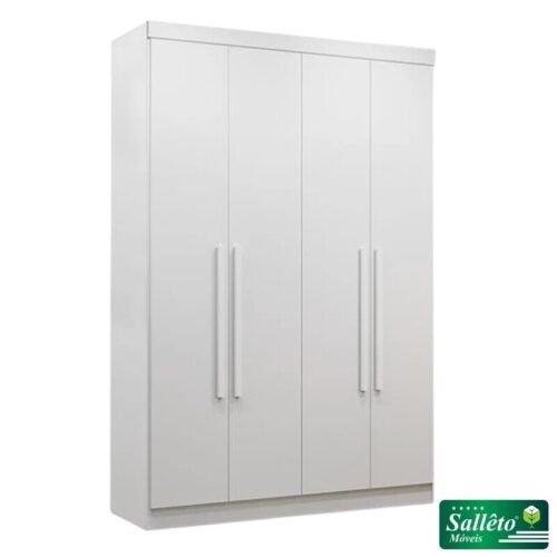 Guarda-roupa Solteiro 1,21m Recife Branco 4 Portas 2 Gavetas - Sallêto