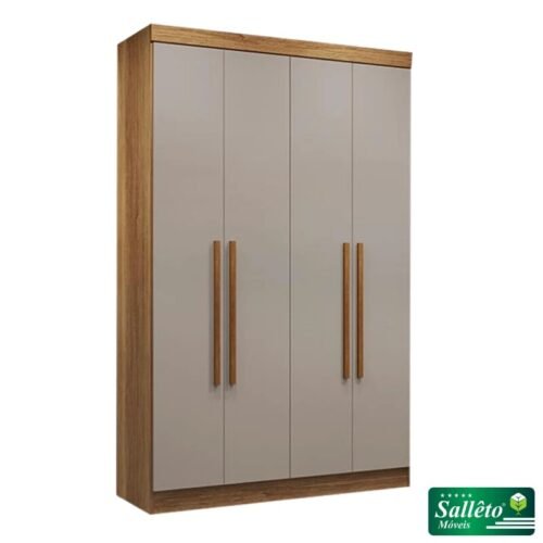 Guarda-roupa Solteiro 1,21m Recife Cinamomo/Off 4 Portas 2 Gavetas - Sallêto