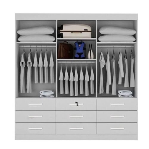 Alternative view of Guarda-roupa Casal 2,11 m Turim Plus Branco 3 Portas 9 Gavetas 100% MDF - Bianchi