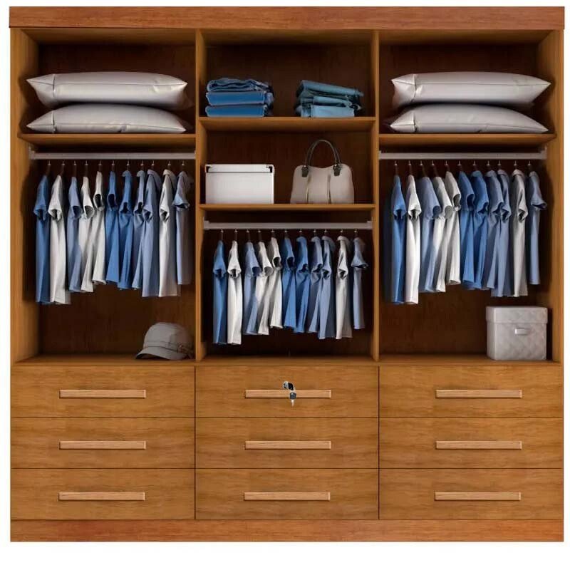 Guarda-roupa Casal 2,11 m Turim Plus Nature 3 Portas 9 Gavetas 100% MDF - Bianchi - Imagem 2