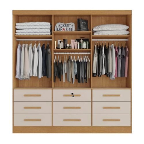 Alternative view of Guarda-roupa Casal 2,11 m Turim Plus Nature/Off 3 Portas 9 Gavetas 100% MDF - Bianchi