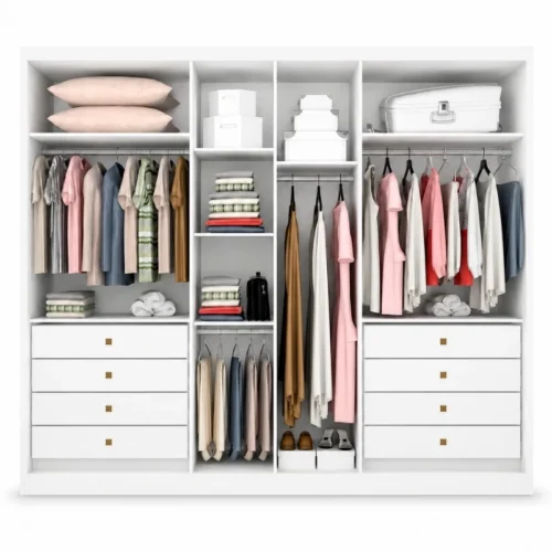 Guarda-roupa Casal 2,43m Rizon 6 Portas 8 Gavetas New Neve - Novo Horizonte