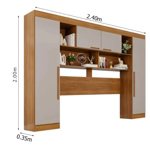 Modulado 2,40m Apolo Premium Cinamomo/Off 4 Portas para Cama até 1,60m - Sallêto