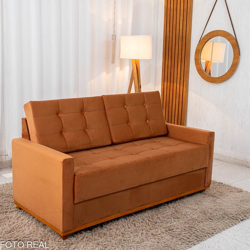 Sofá 3 Lugares Living Áustria Veludo Terracota A62 - 1,70m