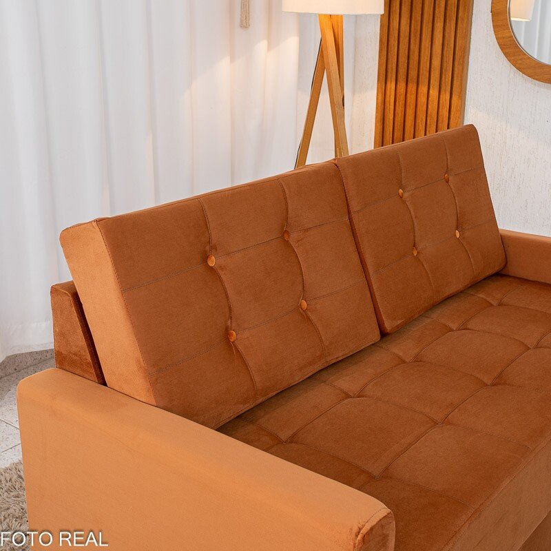 Sofá 3 Lugares Living Áustria Veludo Terracota A62 - 1,70m - Imagem 4