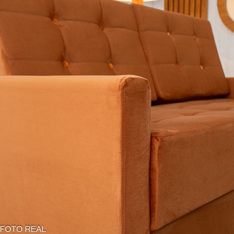 Sofá 3 Lugares Living Áustria Veludo Terracota A62 - 1,70m - Imagem 5