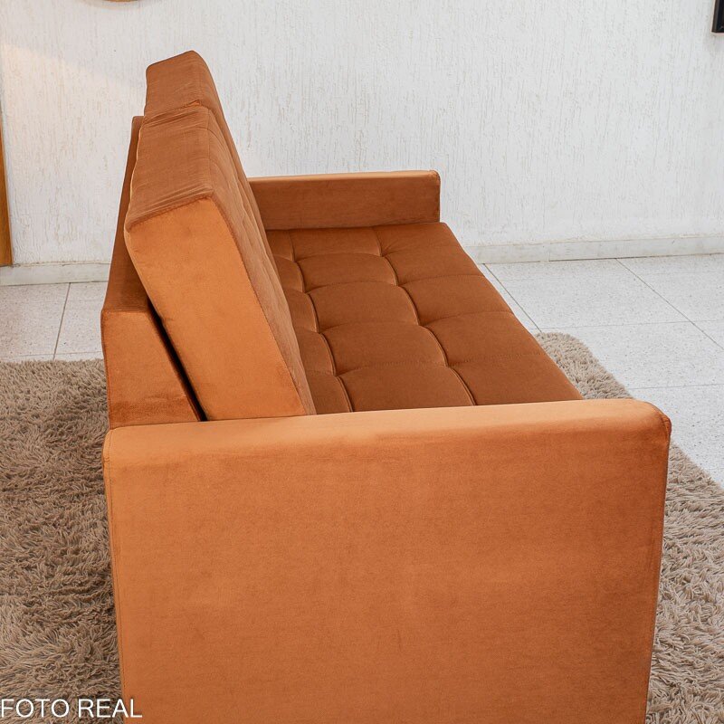 Sofá 3 Lugares Living Áustria Veludo Terracota A62 - 1,70m - Imagem 8