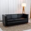 Sofá 3 Lugares Marselia Corino Preto 300 Almofadas Soltas - 1,75m