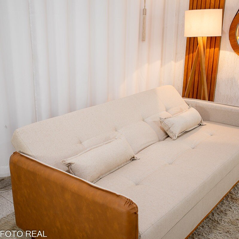 Sofá Cama Ipanema Linho Bege 2274 com Baú - 2,05m - Imagem 5
