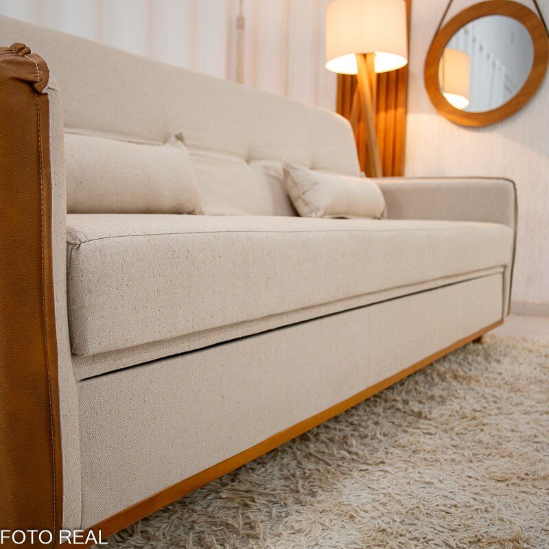 Sofá Cama Ipanema Linho Bege 2274 com Baú - 2,05m - Imagem 7