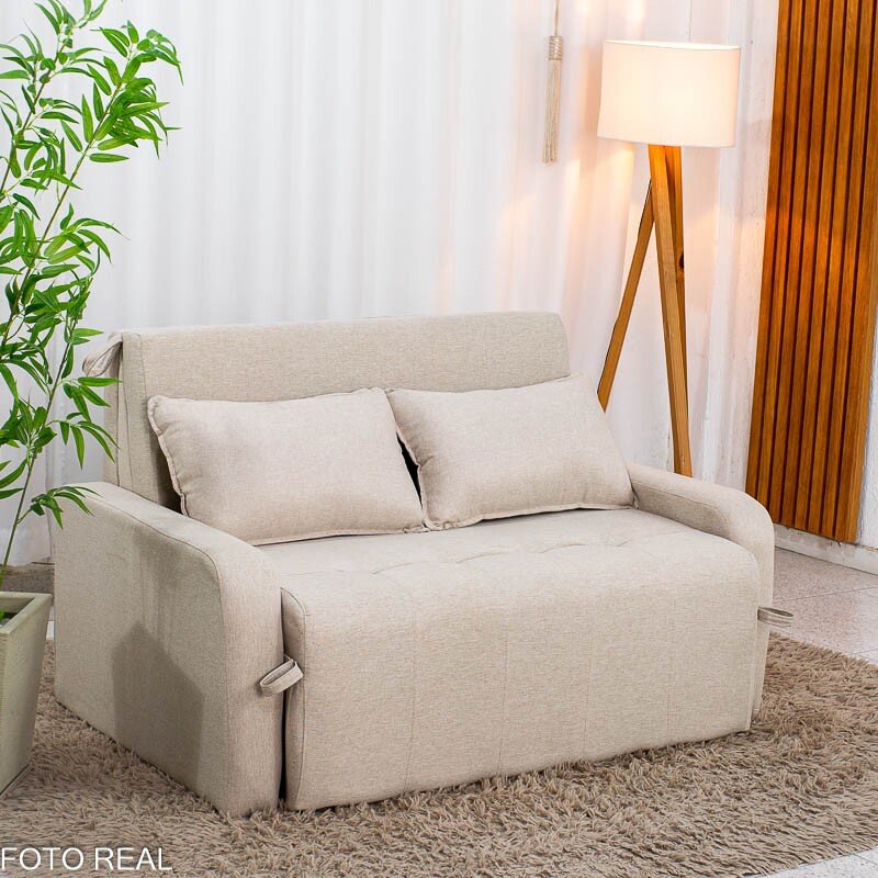Sofá Cama Amora New Linho Bege 488 - 1,37m