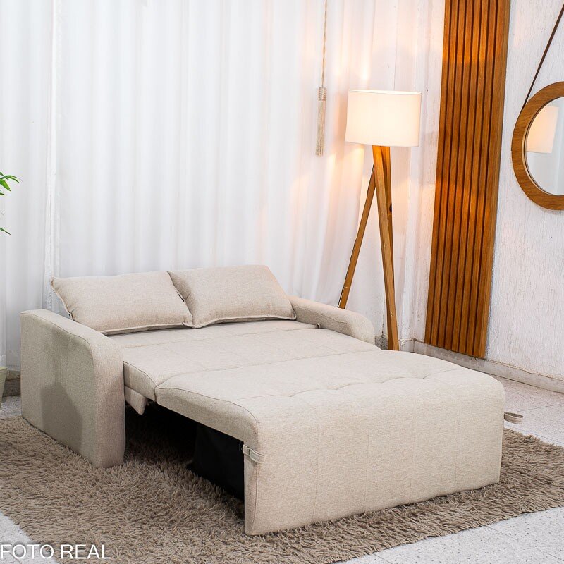 Sofá Cama Amora New Linho Bege 488 - 1,37m - Imagem 5