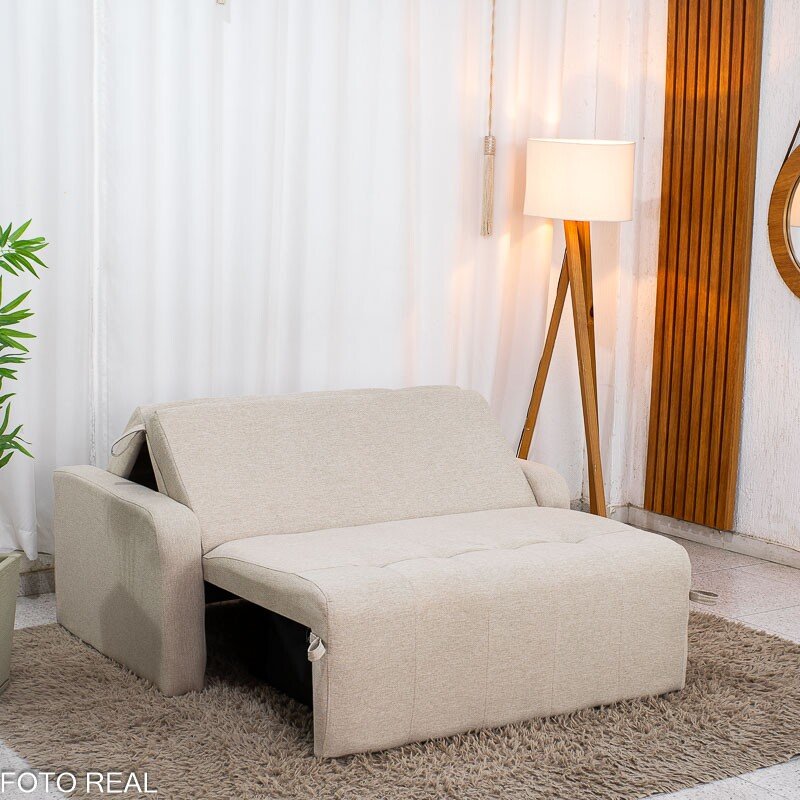 Sofá Cama Amora New Linho Bege 488 - 1,37m - Imagem 8