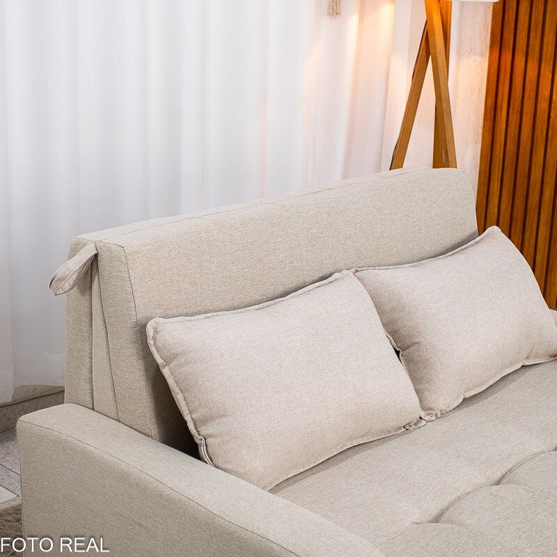 Sofá Cama Amora New Linho Bege 488 - 1,37m - Imagem 9