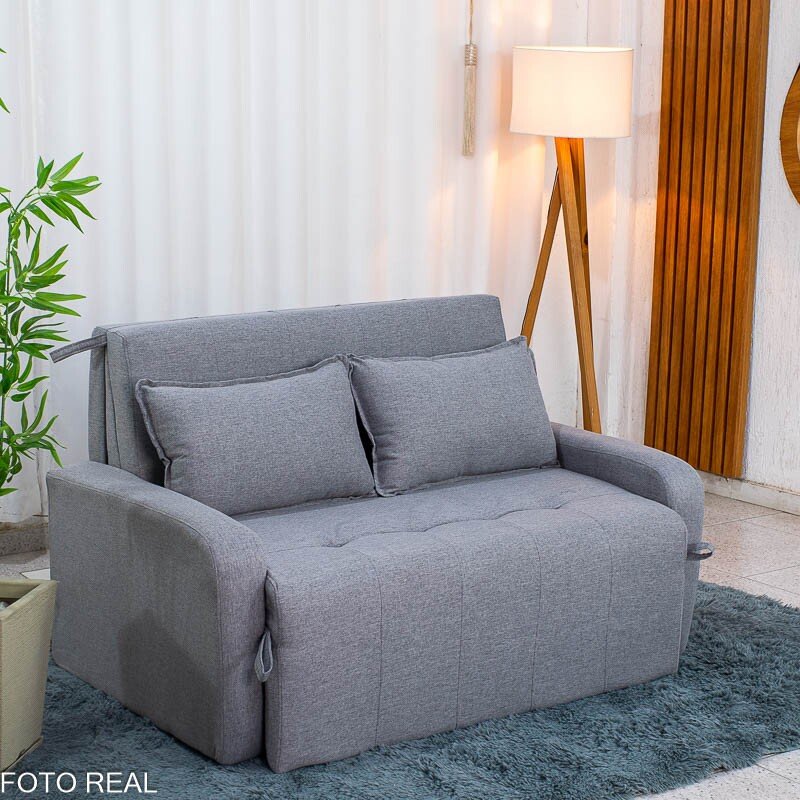 Sofá Cama Amora New Linho Cinza 250/487 - 1,37m