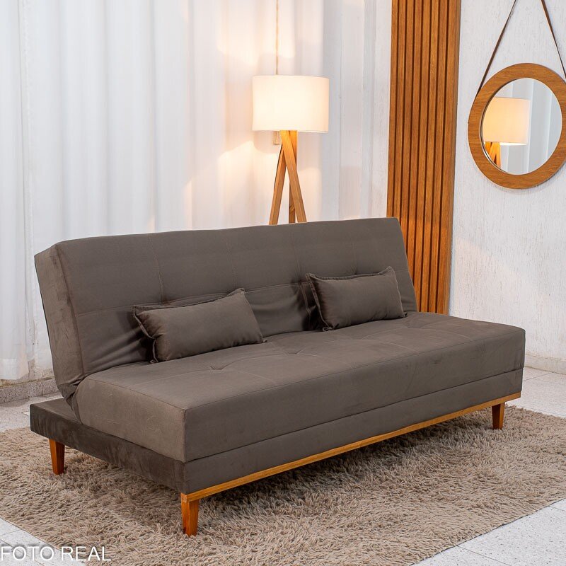 Sofá Cama Madrid Veludo Marrom 2263 Molas Bonnel - 1,80m