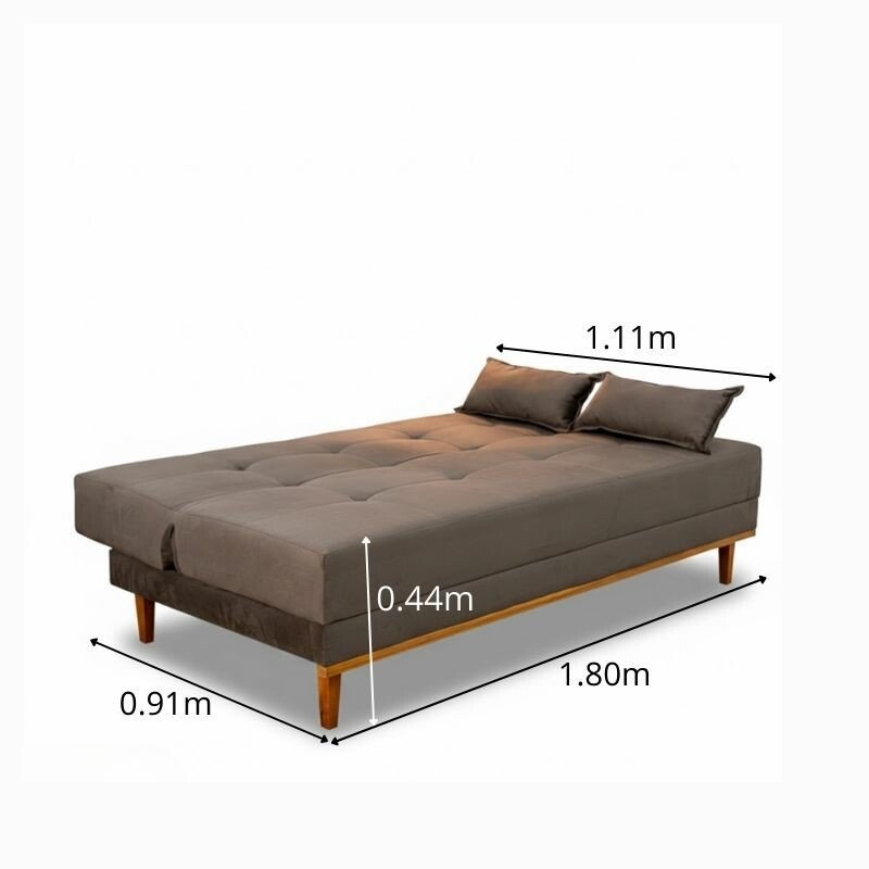 Sofá Cama Madrid Veludo Marrom 2263 Molas Bonnel - 1,80m - Imagem 2