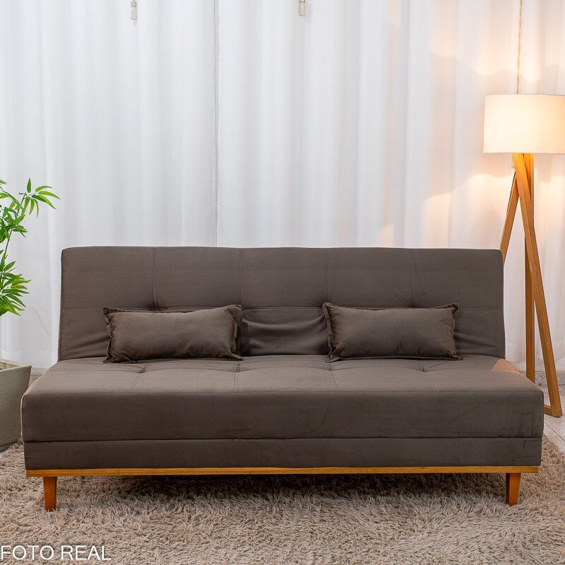 Sofá Cama Madrid Veludo Marrom 2263 Molas Bonnel - 1,80m - Imagem 3