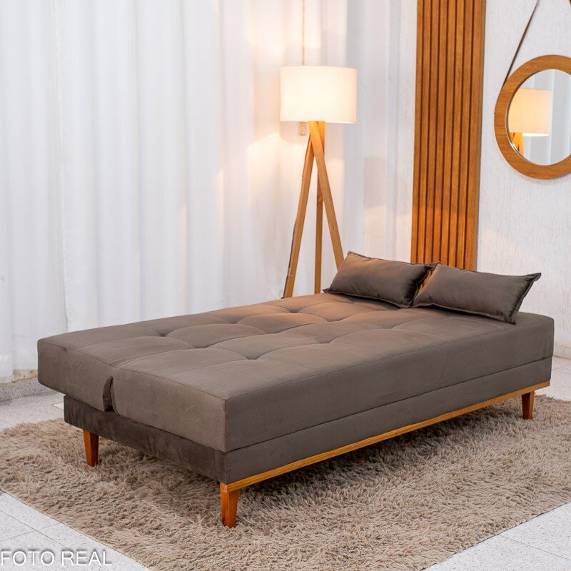 Sofá Cama Madrid Veludo Marrom 2263 Molas Bonnel - 1,80m - Imagem 4