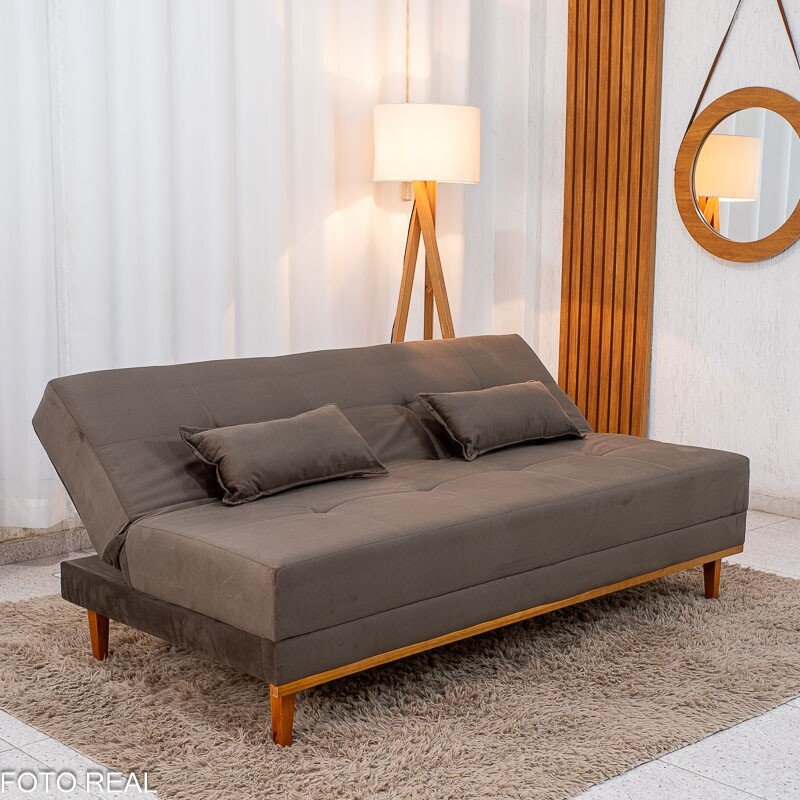 Sofá Cama Madrid Veludo Marrom 2263 Molas Bonnel - 1,80m - Imagem 5