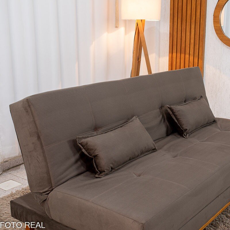 Sofá Cama Madrid Veludo Marrom 2263 Molas Bonnel - 1,80m - Imagem 6