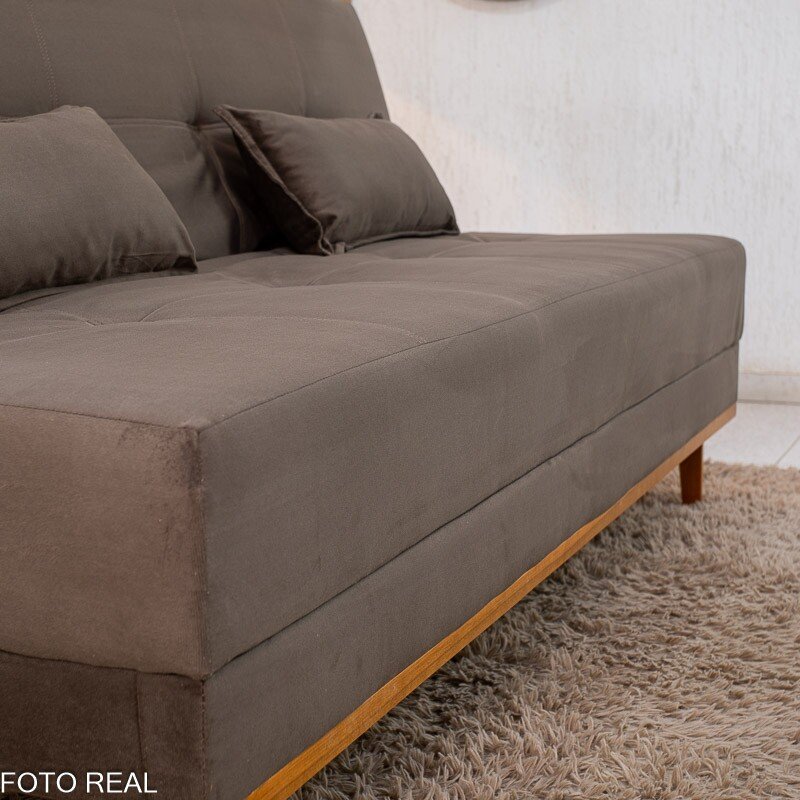 Sofá Cama Madrid Veludo Marrom 2263 Molas Bonnel - 1,80m - Imagem 7