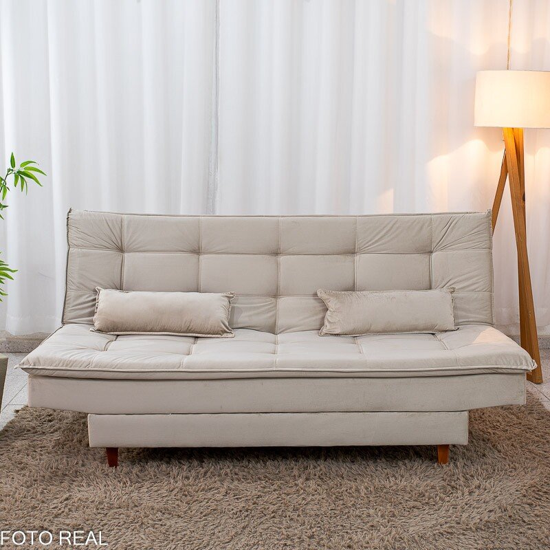 Sofá Cama Premium Veludo Bege 2269 - 1,80m - Imagem 3