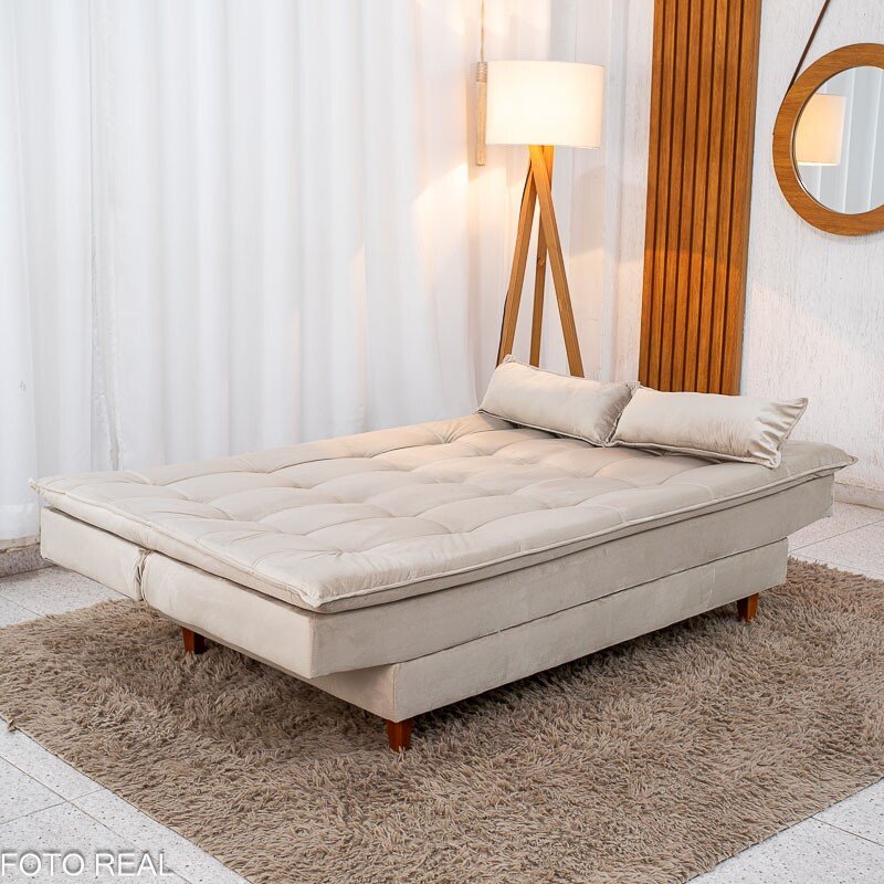 Sofá Cama Premium Veludo Bege 2269 - 1,80m - Imagem 4