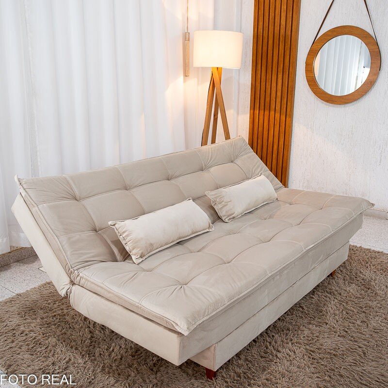 Sofá Cama Premium Veludo Bege 2269 - 1,80m - Imagem 5