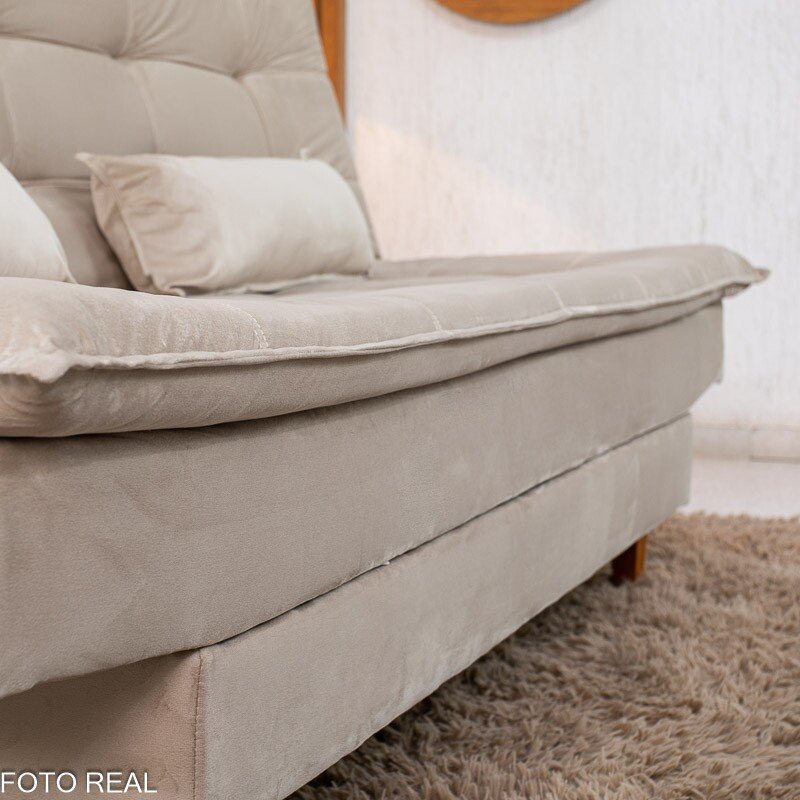 Sofá Cama Premium Veludo Bege 2269 - 1,80m - Imagem 6