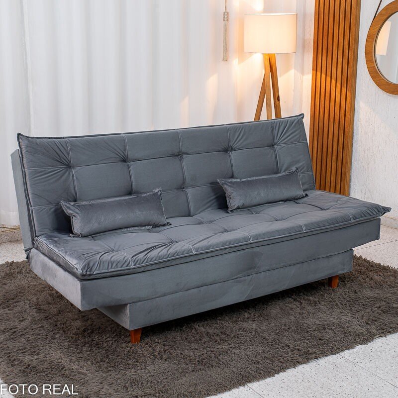 Sofá Cama Premium Veludo Cinza 2303 - 1,80m