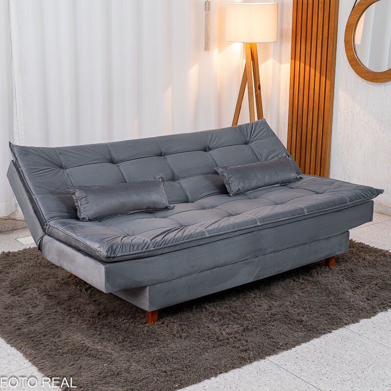 Sofá Cama Premium Veludo Cinza 2303 - 1,80m - Imagem 4