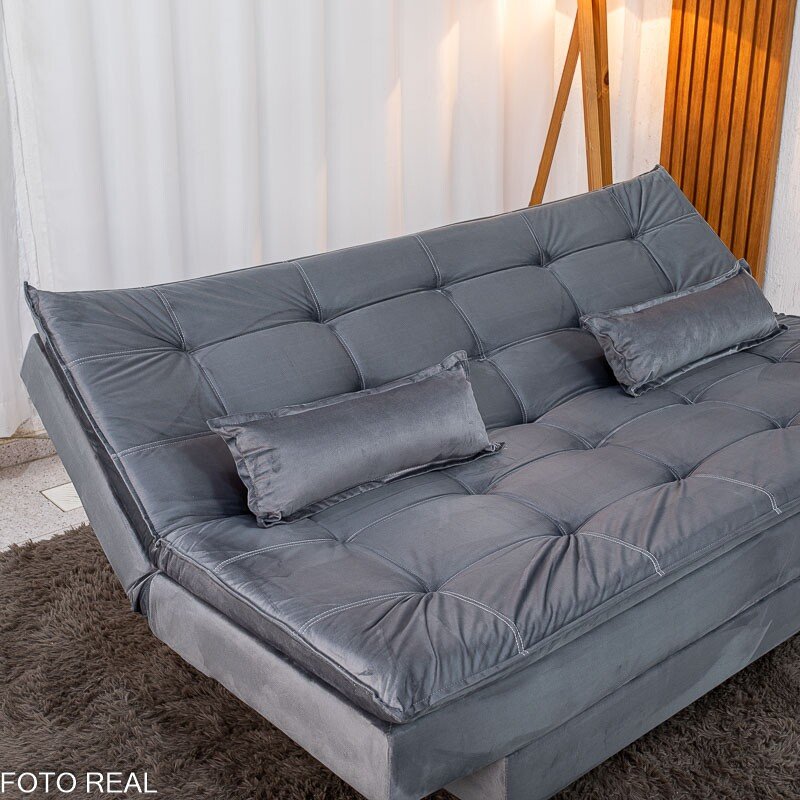 Sofá Cama Premium Veludo Cinza 2303 - 1,80m - Imagem 5