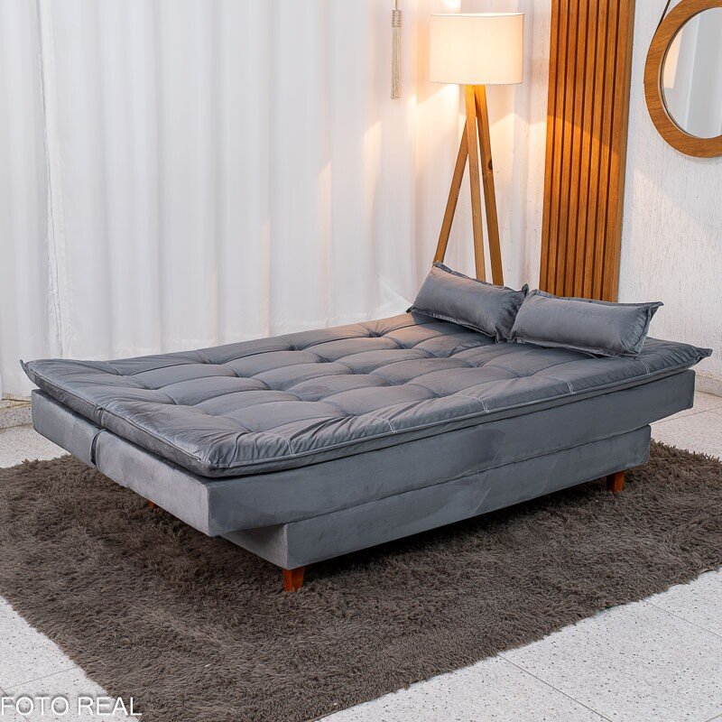 Sofá Cama Premium Veludo Cinza 2303 - 1,80m - Imagem 2