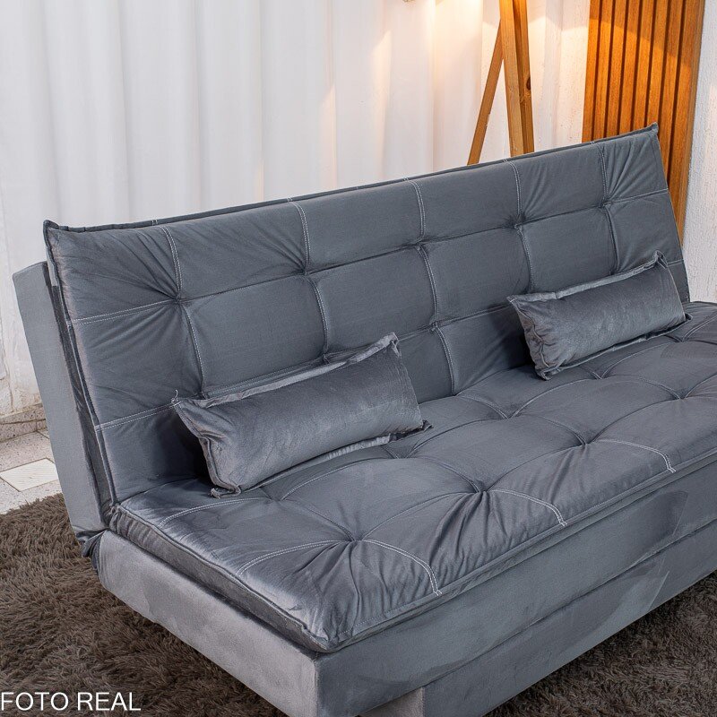 Sofá Cama Premium Veludo Cinza 2303 - 1,80m - Imagem 6