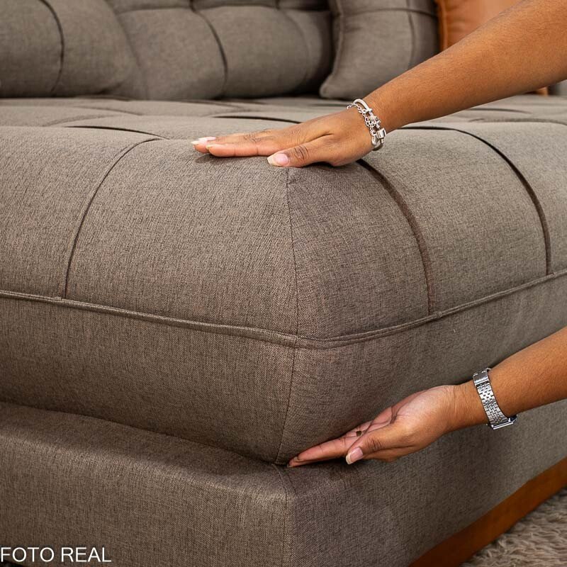 Sofá Retrátil Reclinável Verona 2,50m Linho Marrom - Molas Ensacadas - Imagem 10