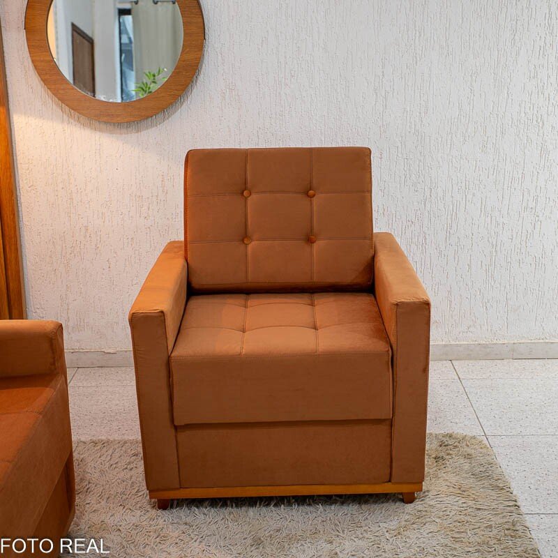 Sofá 3 Lugares Áustria + Poltrona Áustria Veludo Terracota A62 - Imagem 4